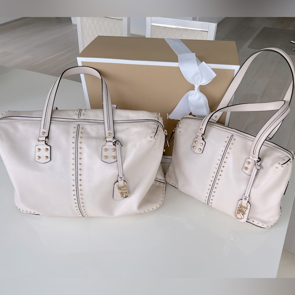 MICHAEL KORS Astor Set Studded Leather Weekender Bags 2 pieces.